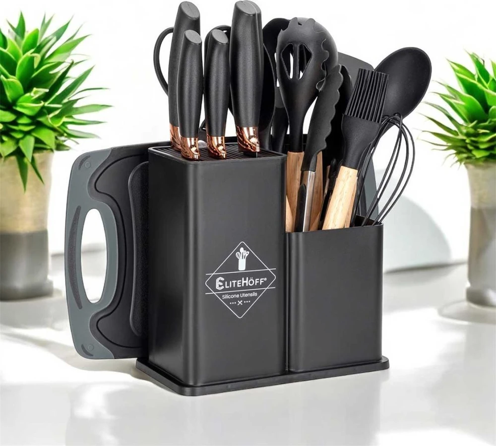 Elitehoff 19 peilių ir virtuvės įrankių rinkinys stove E-6069