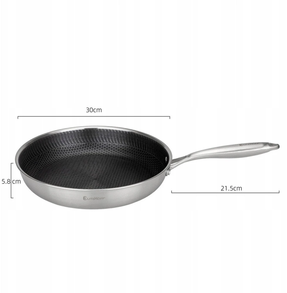 Elitehoff keptuvė PLIENINĖ KEPTUVĖ 30 cm SU KORĖLIŲ DANGALU E-7550