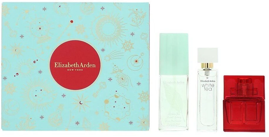 Elizabeth Arden rinkinys: Raudona Door tualetinis vanduo moterims, 10 ml + Baltas Tea tualetinis vanduo moterims, 10 ml + Žalias Tea kvapnusis purškiklis moterims, 15 ml