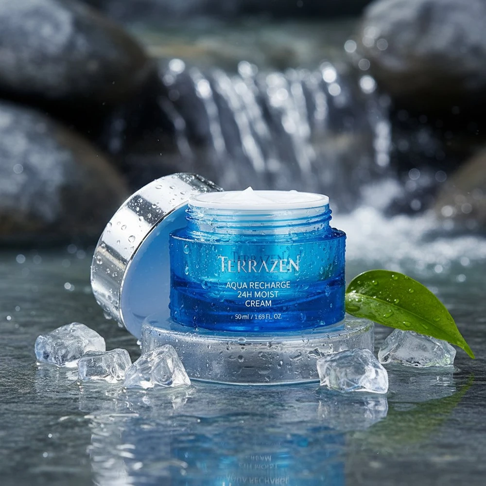 Drėkinamasis veido odos kremas Terrazen Aqua Recharge 24H Moist Kreminis, ypač tinka sausai veido odai, 50 ml