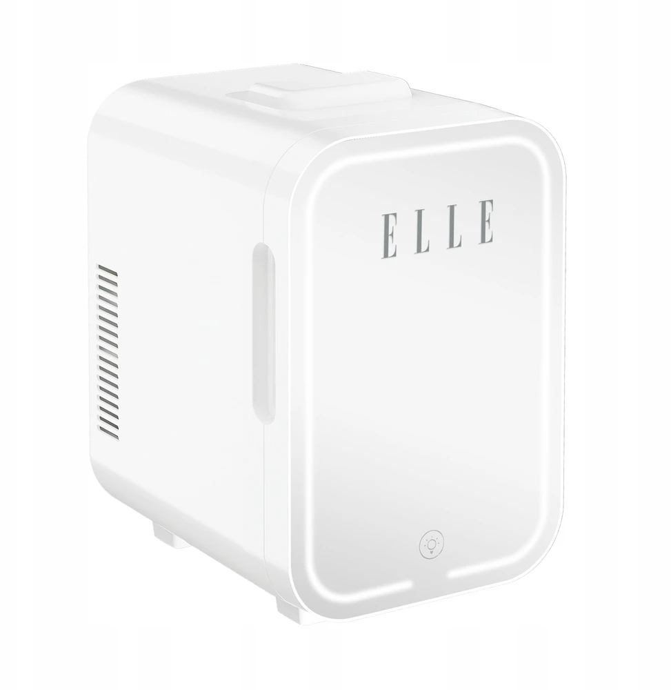ELLE 8L mini šaldytuvas su LED makiažo veidrodėliu, baltas