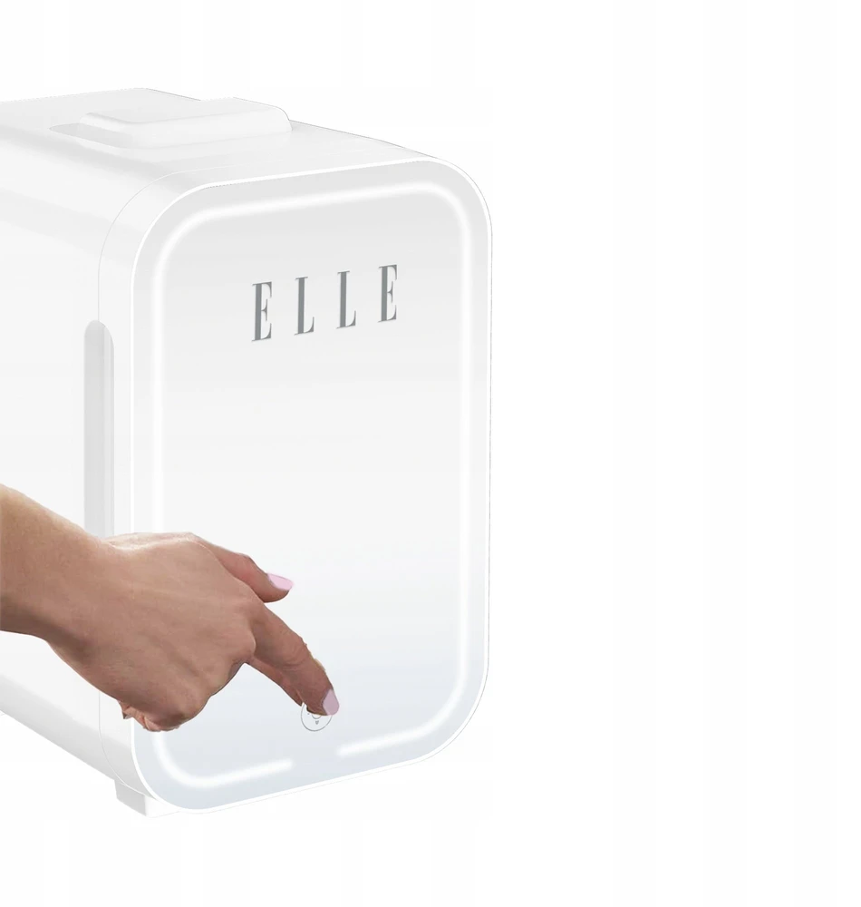 ELLE 8L mini šaldytuvas su LED makiažo veidrodėliu, baltas