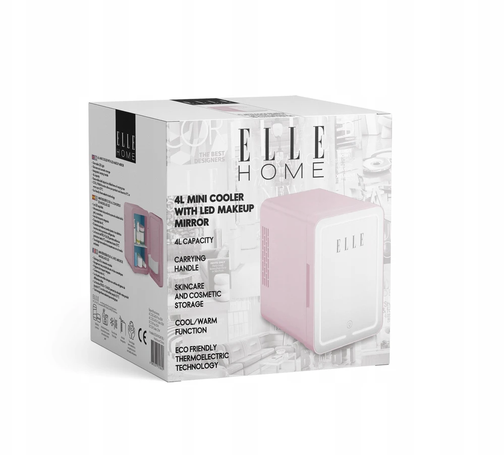 ELLE 4L mini šaldytuvas su LED makiažo veidrodėliu, violetinė