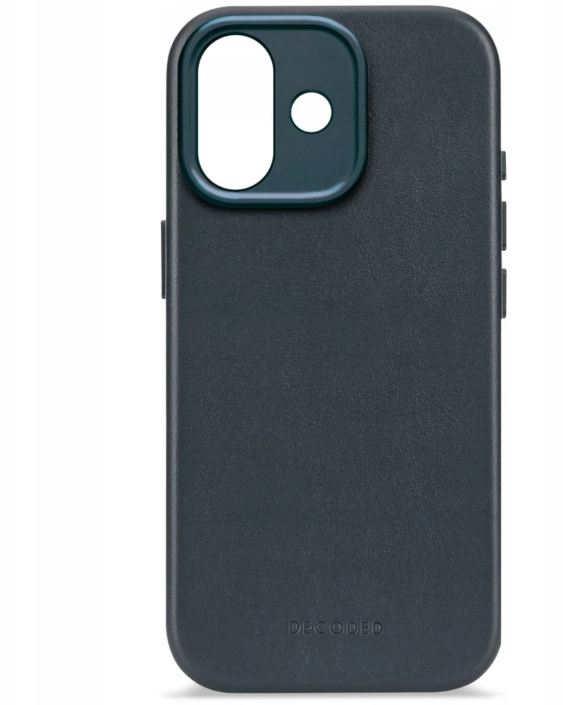 Dėklas „Decoded“ odinis galinis dangtelis – odinis „iPhone 17“ galinis dangtelis, suderinamas su „MagSafe“ (tamsiai mėlynos spalvos)