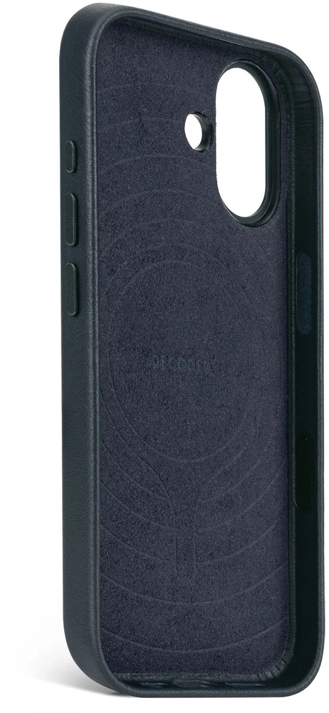 Dėklas „Decoded“ odinis galinis dangtelis – odinis „iPhone 17“ galinis dangtelis, suderinamas su „MagSafe“ (tamsiai mėlynos spalvos)