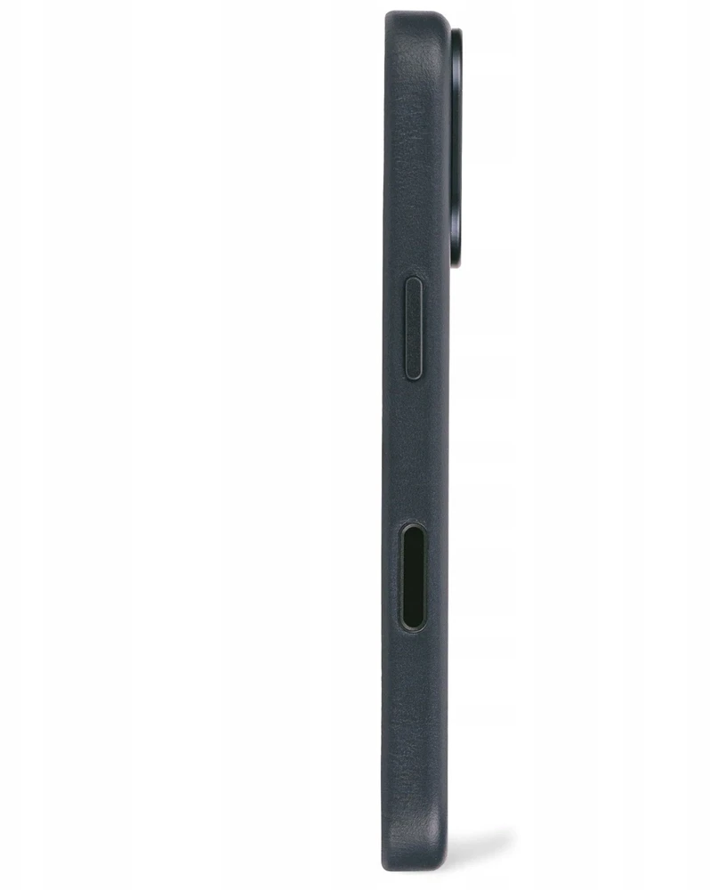 Dėklas „Decoded“ odinis galinis dangtelis – odinis „iPhone 17“ galinis dangtelis, suderinamas su „MagSafe“ (tamsiai mėlynos spalvos)