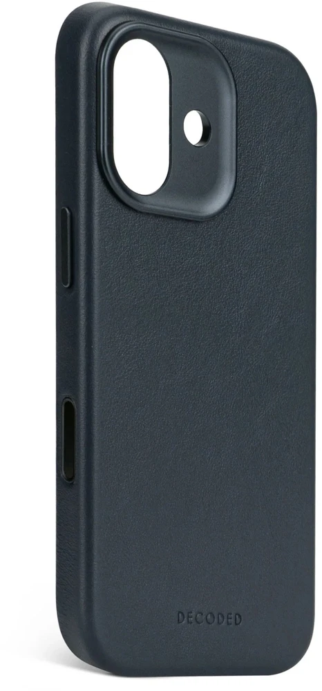 Dėklas „Decoded“ odinis galinis dangtelis – odinis „iPhone 17“ galinis dangtelis, suderinamas su „MagSafe“ (tamsiai mėlynos spalvos)
