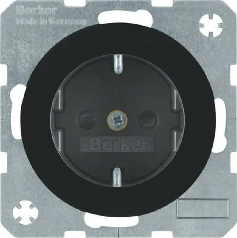 Els Elektrotechnika Elektros lizdas Berker R.1/R.3, Elektros lizdo tipas Su vaikų apsauga, Spalva Juoda