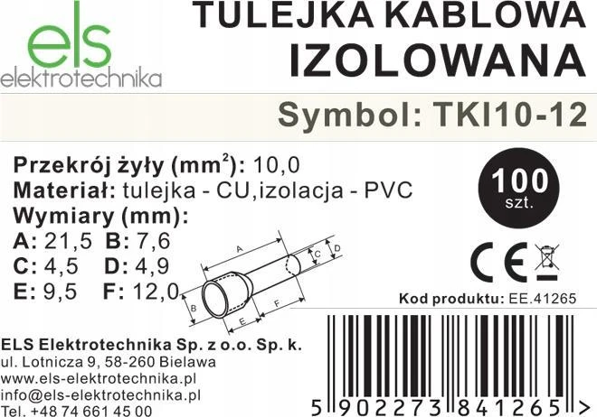 TKI10-12 Izoliuota kabelio mova ELS Elektrotechnika 10.0-12mm 100 vnt. / pakuotė