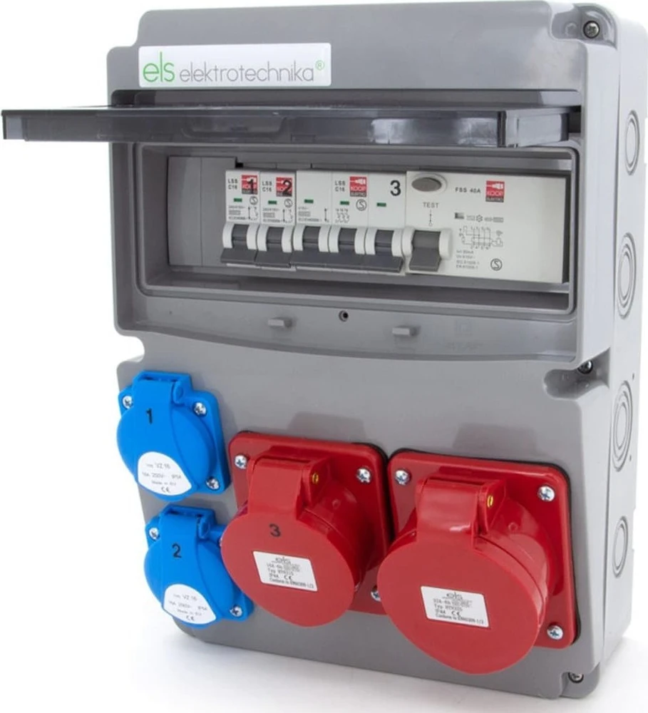 ELS Elektrotechnika Konstrukciniai skirstomieji įrenginiai 32A/5P + 16A/5P + 2*GS 230V + apsaugos + diferencialas, 11NO22C11C1F