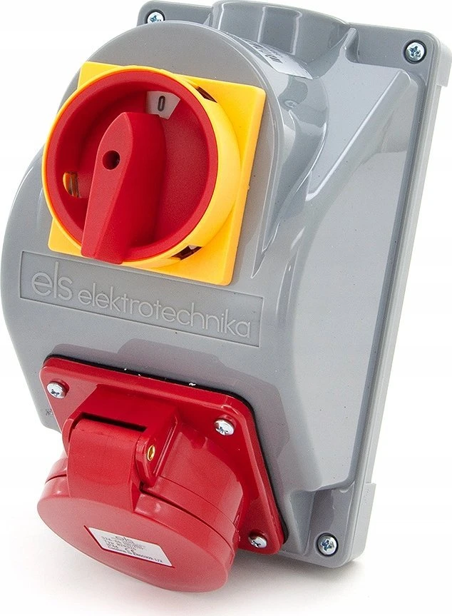 N001TRG Fiksuotas maitinimo lizdas kombinuotas 32A/5P + pagrindinis jungiklis, ELS Elektrotechnika, N001TRG