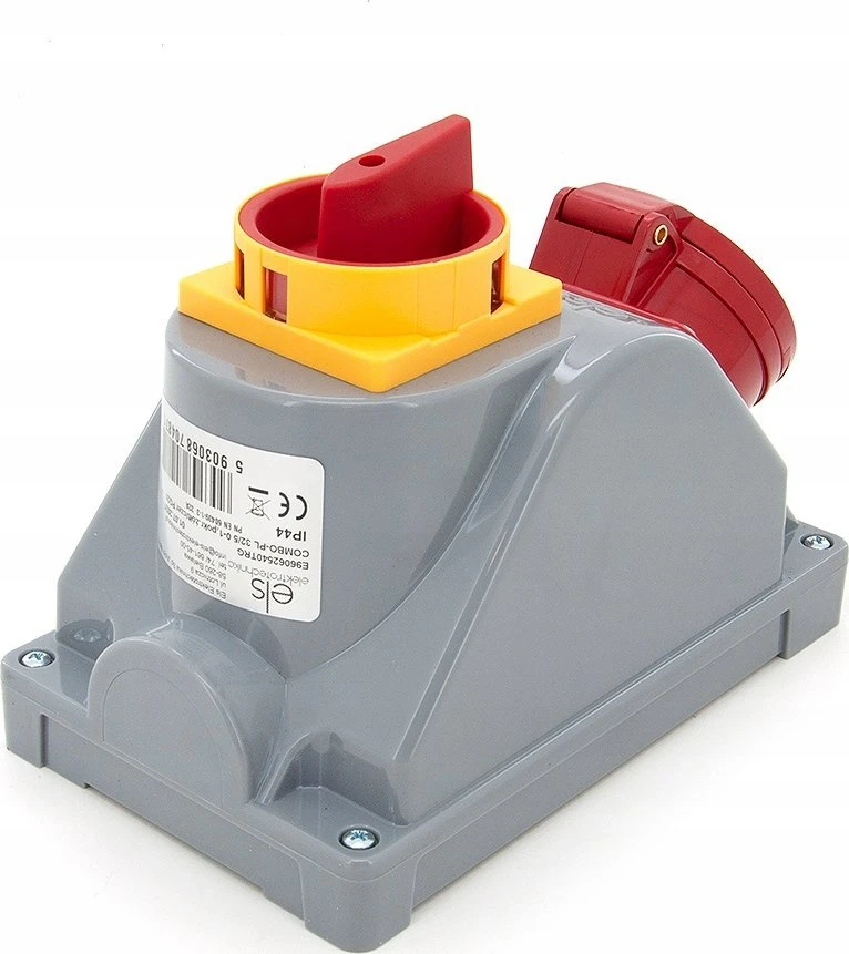N001TRG Fiksuotas maitinimo lizdas kombinuotas 32A/5P + pagrindinis jungiklis, ELS Elektrotechnika, N001TRG
