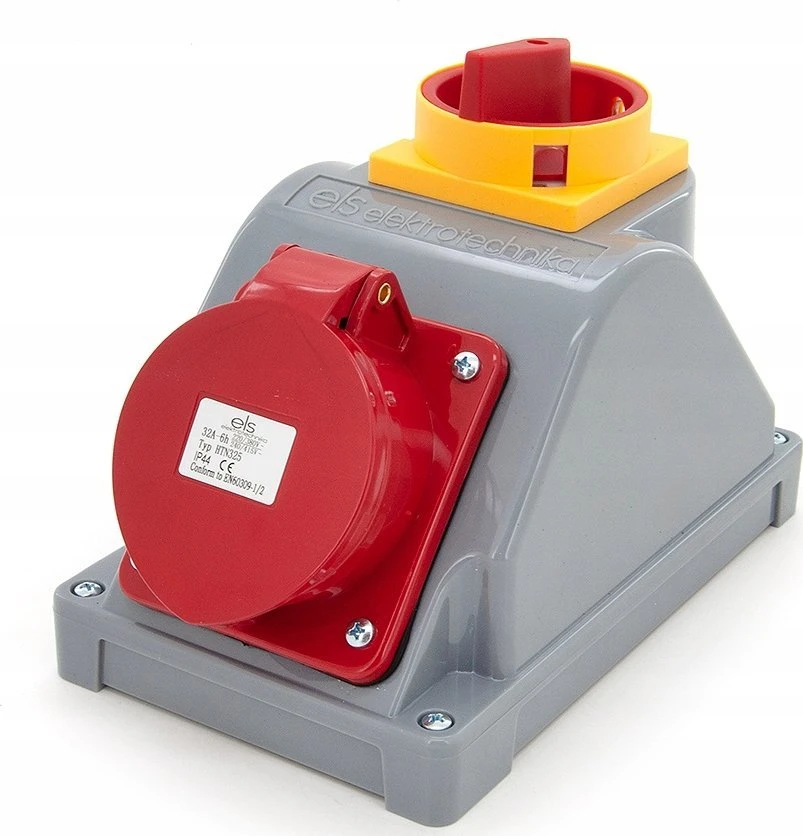 N001TRG Fiksuotas maitinimo lizdas kombinuotas 32A/5P + pagrindinis jungiklis, ELS Elektrotechnika, N001TRG
