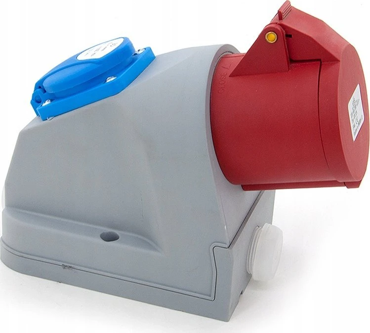 N101/4 Fiksuotas maitinimo lizdas kombinuotas 32A/4P + GS 230V + saugiklio apsauga, ELS Elektrotechnika, N101/4