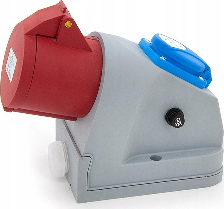 N101/4 Fiksuotas maitinimo lizdas kombinuotas 32A/4P + GS 230V + saugiklio apsauga, ELS Elektrotechnika, N101/4
