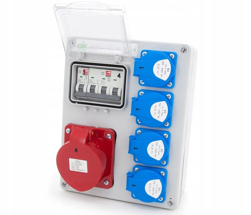 ELS Elektrotechnika Statybinis skirstomasis skydas Mikołajki 32/5 + 4*GS + apsaugos, sieninis korpusas, 4NO41C011C