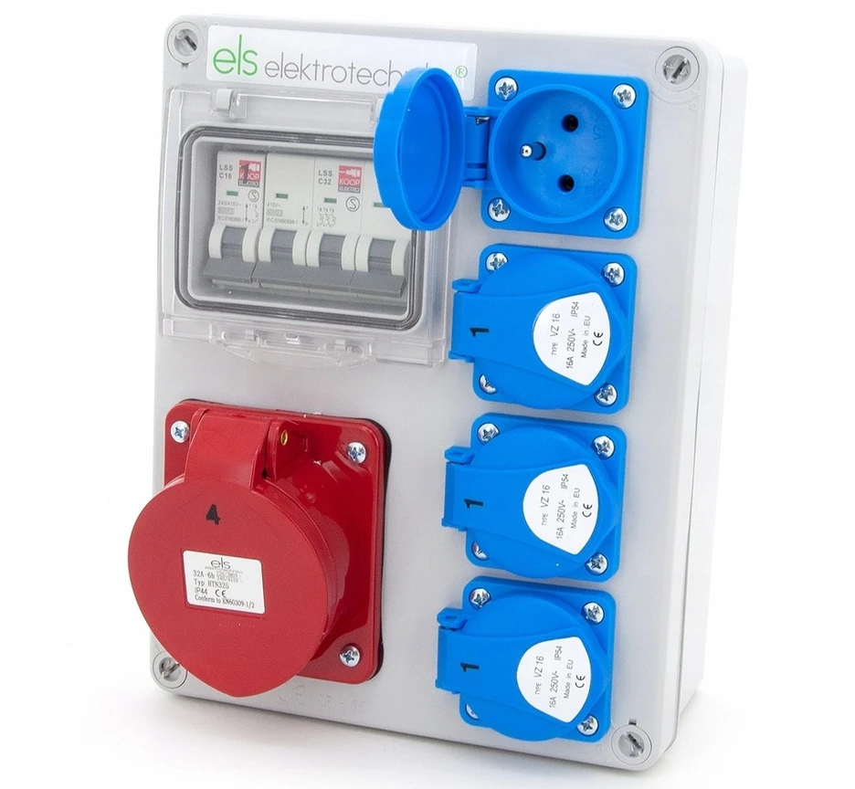 ELS Elektrotechnika Statybinis skirstomasis skydas Mikołajki 32/5 + 4*GS + apsaugos, sieninis korpusas, 4NO41C011C