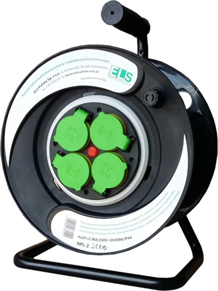 ELS Elektrotechnika Prailginimo laidas 20m OW3*2.5 4x230V IP44 T plastikinis būgninis fiksuotas skydelis