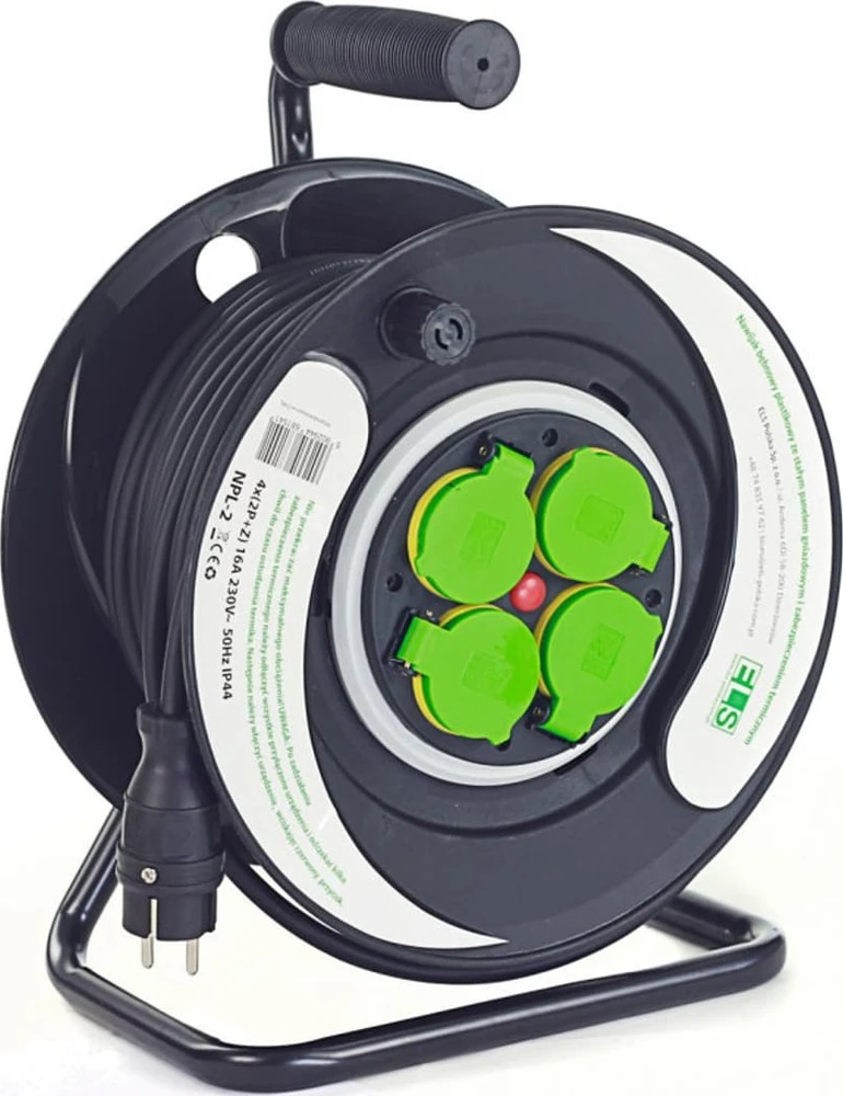 ELS Elektrotechnika Prailginimo laidas 30m OW3*2.5 4x230V IP44 T plastikinis būgninis fiksuotas skydelis