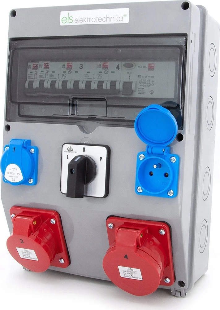 Els Elektrotechnika 12NO22C11C11CFLP Konstrukciniai skirstomieji įrenginiai 32A/5 + 16A/5 + 2*GS 230V + apsaugos + diferencialas + L-0-P grandinės pertraukiklis, 12NO22C11C11CFLP