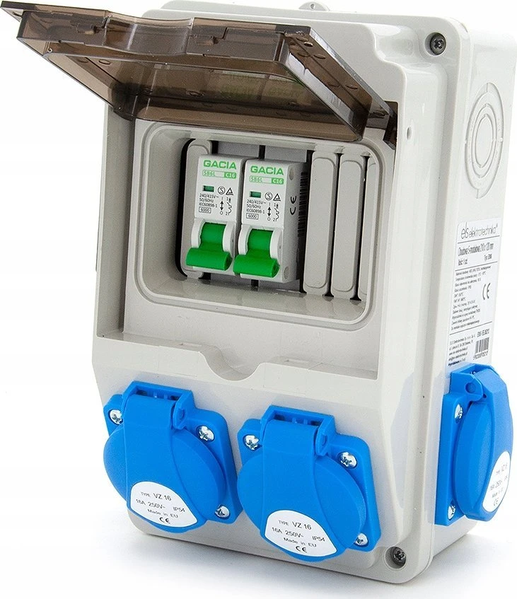 Els Elektrotechnika 6NO21C00F Statybinis skirstomasis skydas, sodas 2*GS 230V + apsaugos + diferencialas, 6NO21C00F