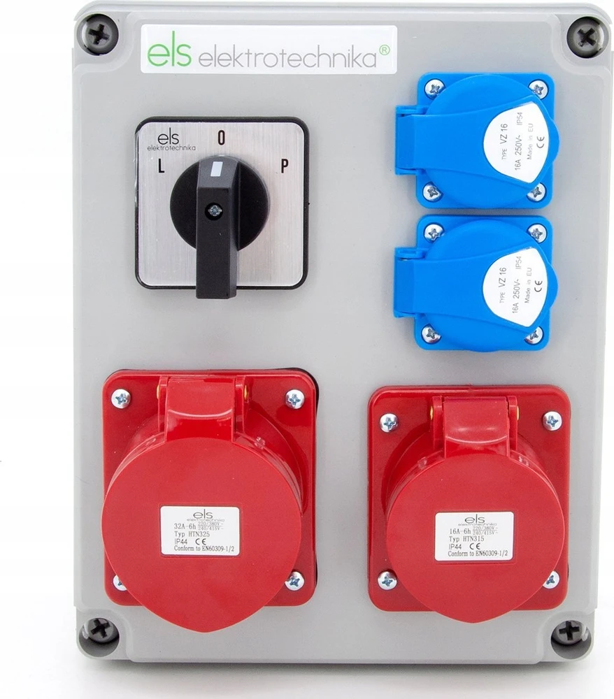 Els Elektrotechnika N211LP Statybinis skirstomasis įrenginys 16A/5P + 32A/5P + 2*GS 230V + L-0-P jungiklis, N211LP