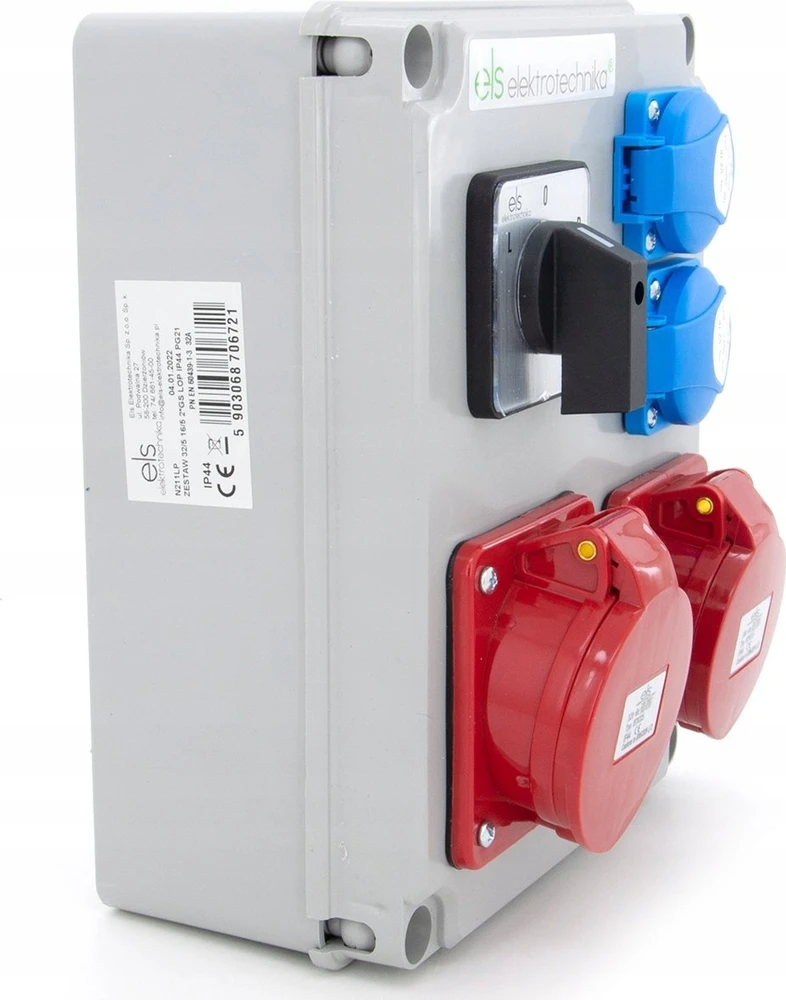Els Elektrotechnika N211LP Statybinis skirstomasis įrenginys 16A/5P + 32A/5P + 2*GS 230V + L-0-P jungiklis, N211LP