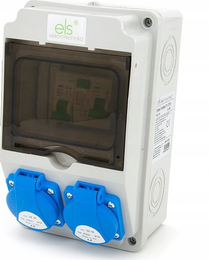 Els Elektrotechnika 6NO21C00F Statybinis skirstomasis skydas, sodas 2*GS 230V + apsaugos + diferencialas, 6NO21C00F