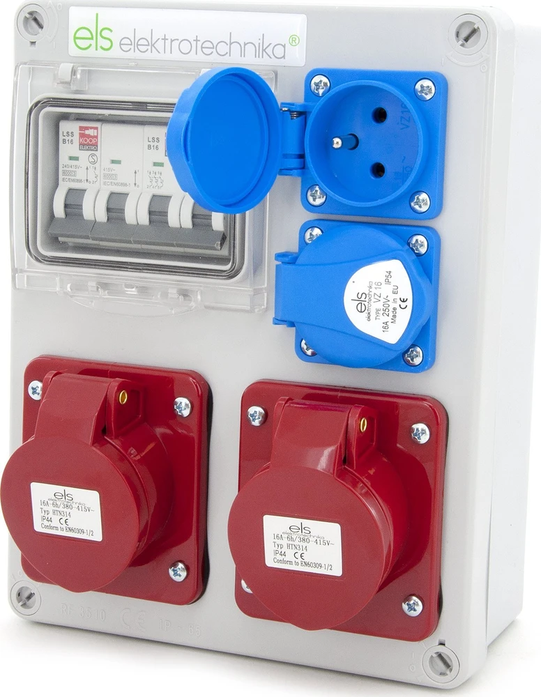 Els Elektrotechnika 4NO21B21B0/4 Statybiniai skirstomieji įrenginiai Mikołajki 2*16A/4 + 2*GS + apsaugos, sieninis korpusas, 4NO21B21B0/4