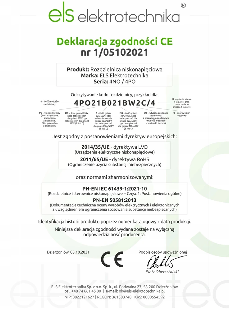 Els Elektrotechnika 4NO21B21B0 Statybiniai skirstomieji įrenginiai Mikołajki 2*16/5 + 2*GS + apsaugos, sieninis korpusas, 4NO21B21B0