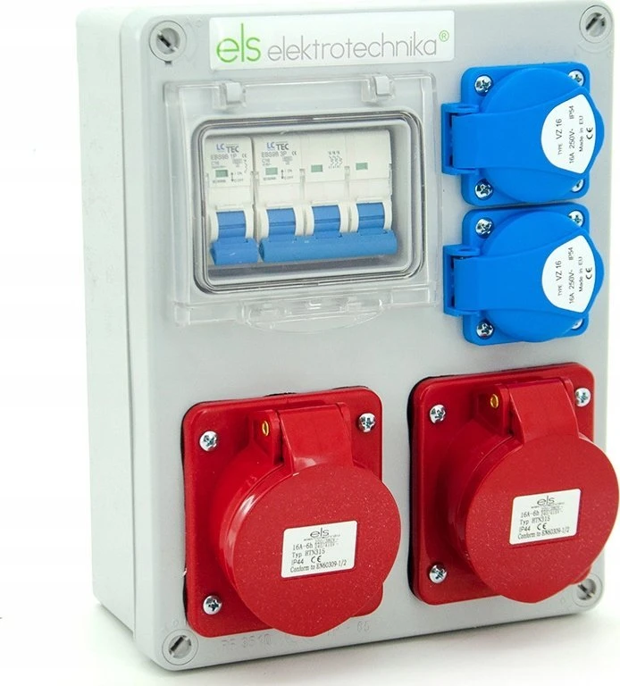 Els Elektrotechnika 4NO21B21B0/4 Statybiniai skirstomieji įrenginiai Mikołajki 2*16A/4 + 2*GS + apsaugos, sieninis korpusas, 4NO21B21B0/4