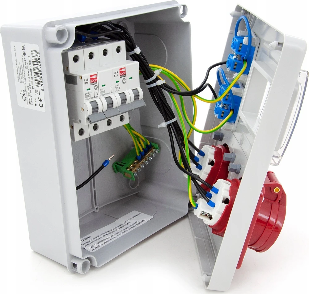 Els Elektrotechnika 4NO21B21B0/4 Statybiniai skirstomieji įrenginiai Mikołajki 2*16A/4 + 2*GS + apsaugos, sieninis korpusas, 4NO21B21B0/4