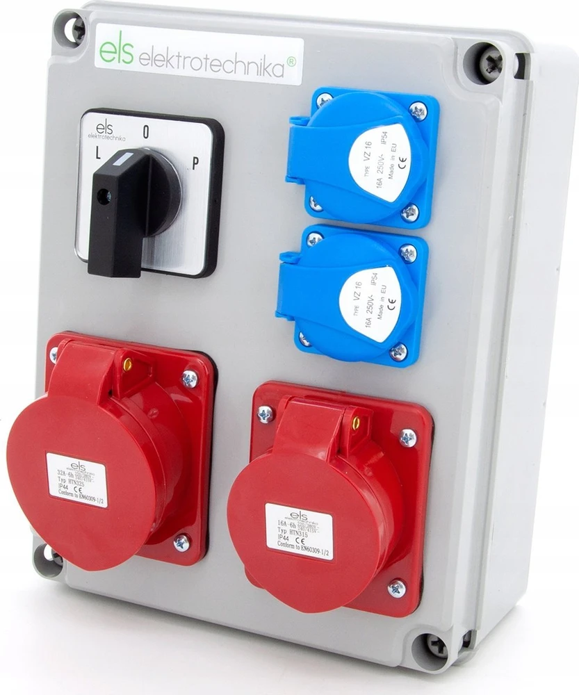 Els Elektrotechnika N211LP Statybinis skirstomasis įrenginys 16A/5P + 32A/5P + 2*GS 230V + L-0-P jungiklis, N211LP