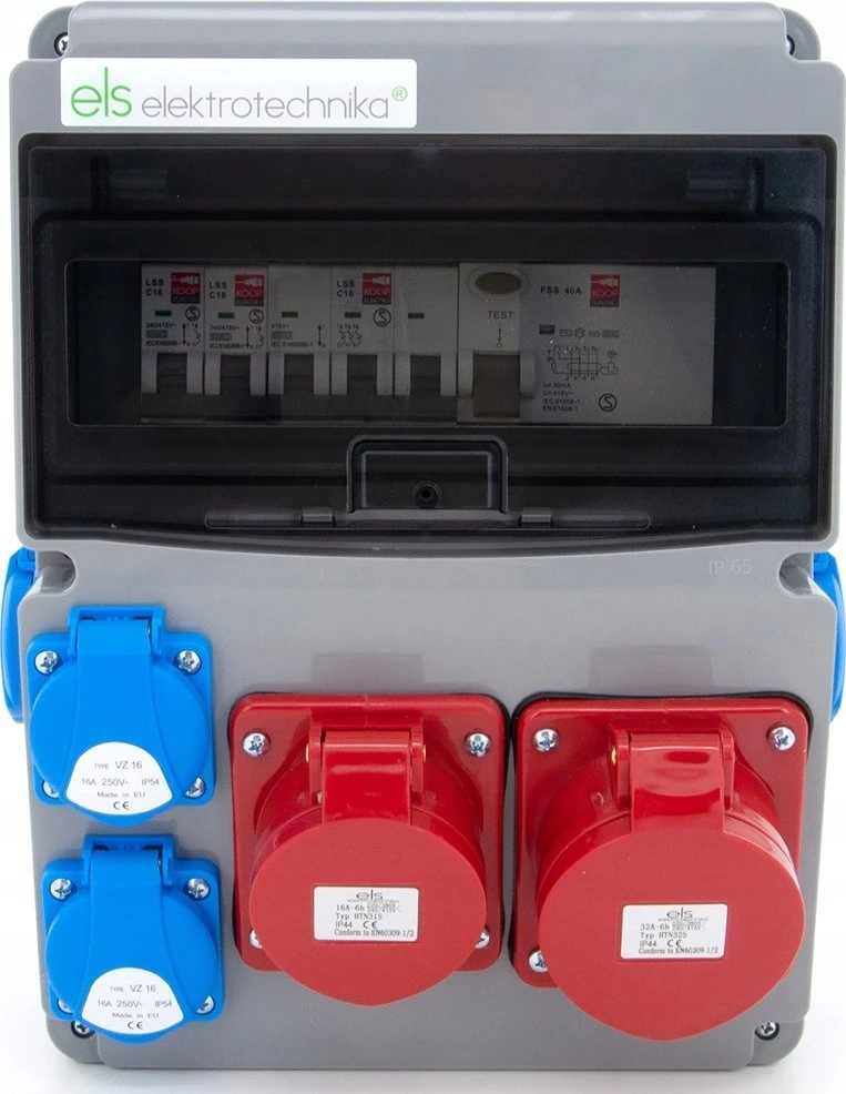 Els Elektrotechnika 11NO42C11C1F Konstrukciniai skirstomieji įrenginiai 32A/5P + 16A/5P + 4*GS 230V + apsaugos + diferencialas, 11NO42C11C1F