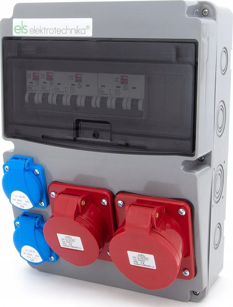 Els Elektrotechnika 11NO22C11C11C Statybiniai skirstomieji įrenginiai 32A/5P + 16A/5P + 2*GS 230V + apsaugos, 11NO22C11C11C