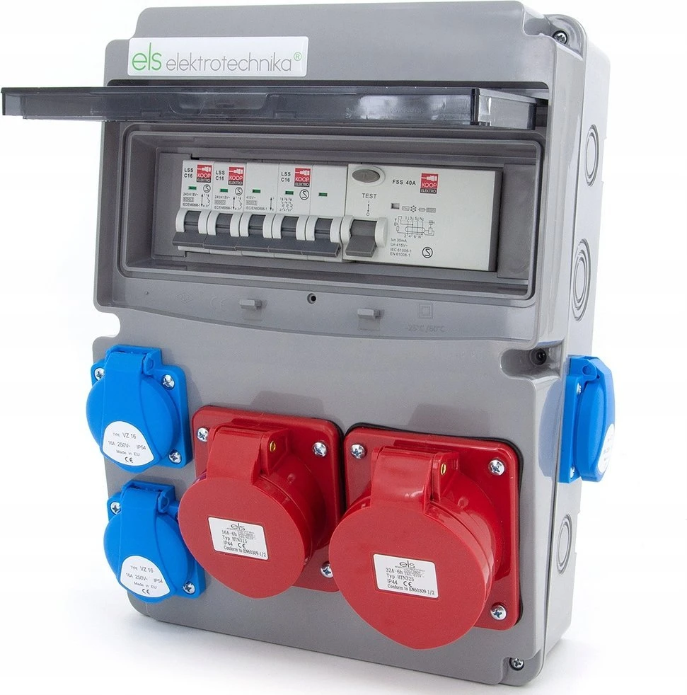 Els Elektrotechnika 11NO42C11C1F Konstrukciniai skirstomieji įrenginiai 32A/5P + 16A/5P + 4*GS 230V + apsaugos + diferencialas, 11NO42C11C1F