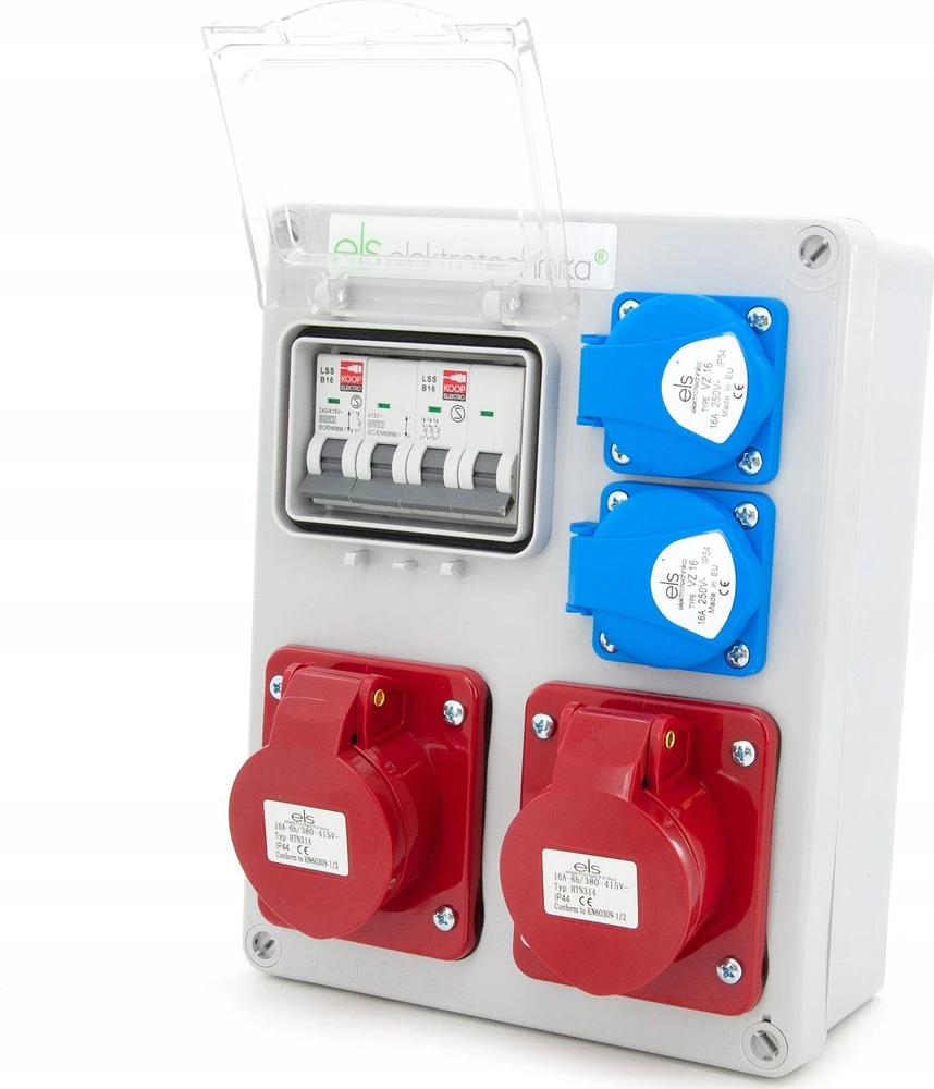 Els Elektrotechnika 4NO21B21B0/4 Statybiniai skirstomieji įrenginiai Mikołajki 2*16A/4 + 2*GS + apsaugos, sieninis korpusas, 4NO21B21B0/4