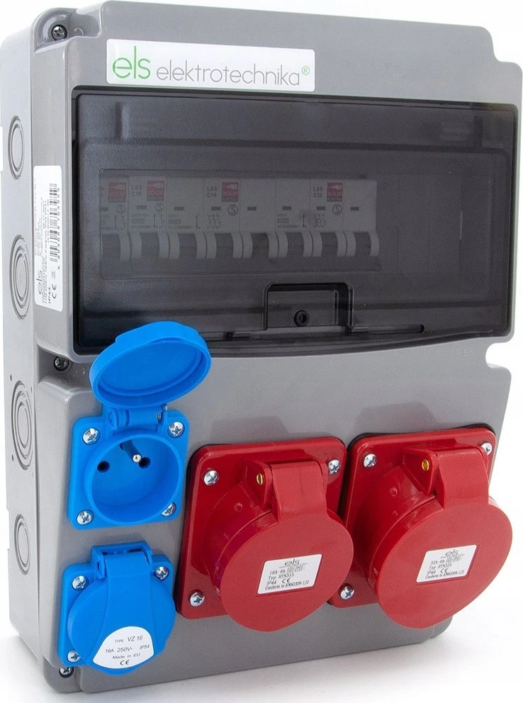 Els Elektrotechnika 11NO22C11C11C Statybiniai skirstomieji įrenginiai 32A/5P + 16A/5P + 2*GS 230V + apsaugos, 11NO22C11C11C