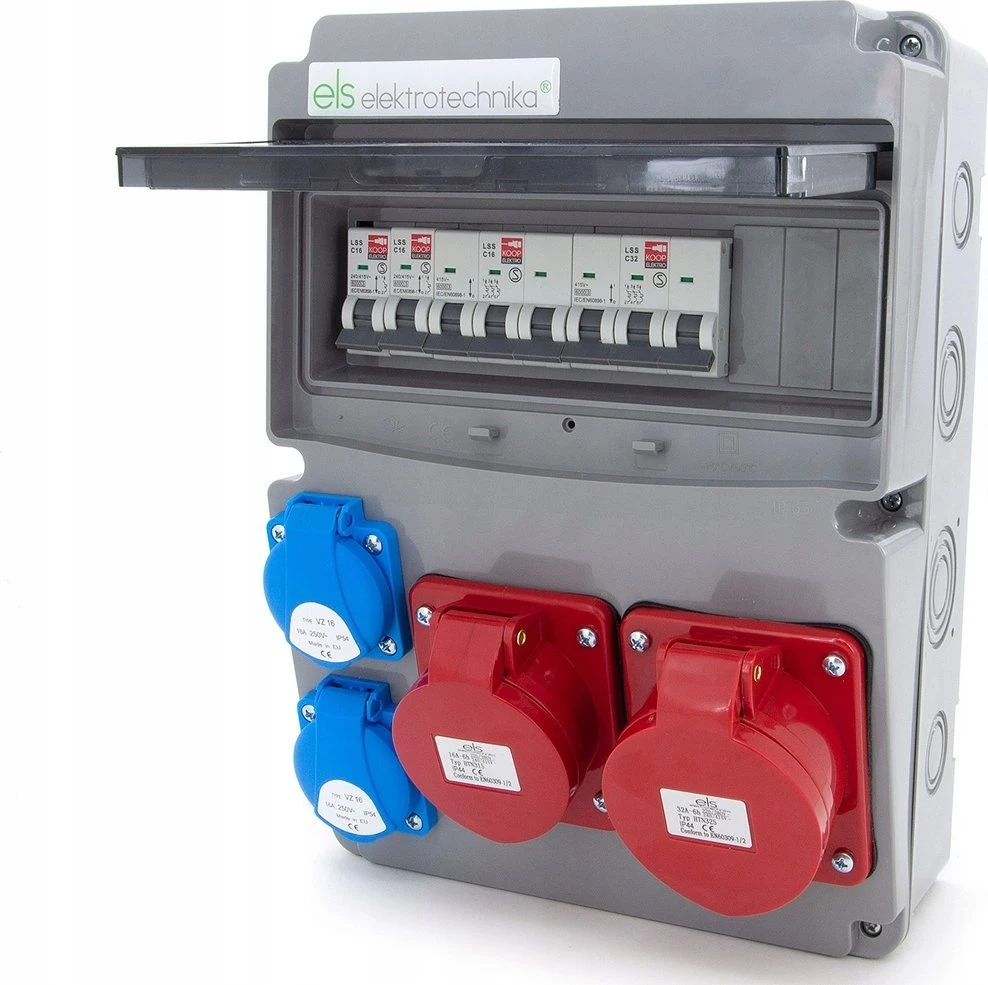 Els Elektrotechnika 11NO22C11C11C Statybiniai skirstomieji įrenginiai 32A/5P + 16A/5P + 2*GS 230V + apsaugos, 11NO22C11C11C