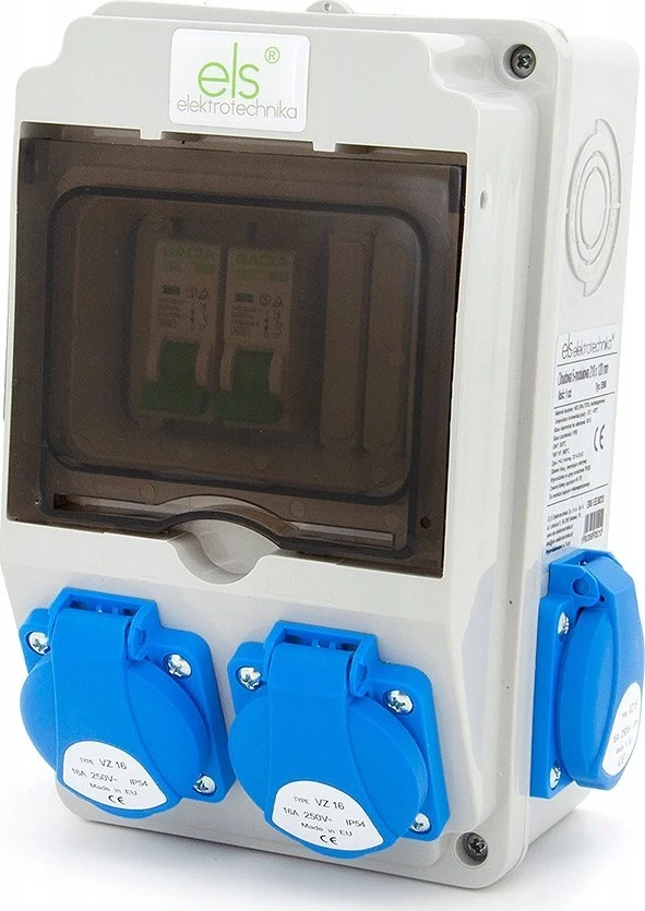 Els Elektrotechnika 6NO21C00F Statybinis skirstomasis skydas, sodas 2*GS 230V + apsaugos + diferencialas, 6NO21C00F