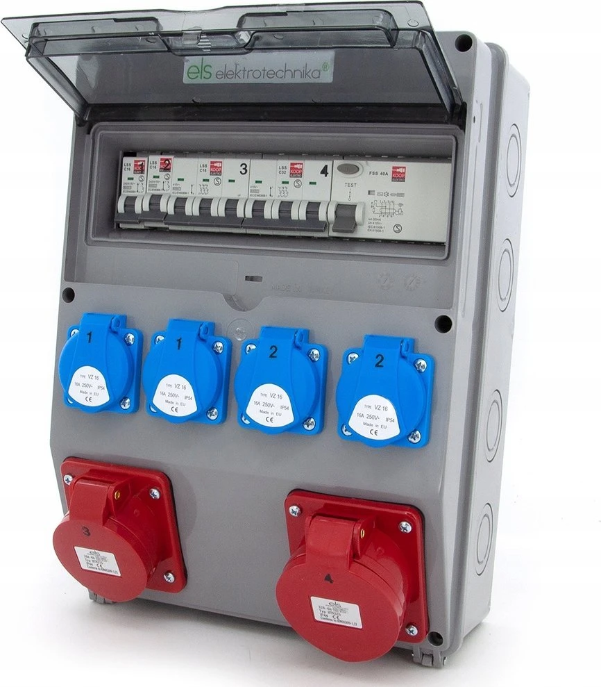 Els Elektrotechnika 12NO42C11C11CF Konstrukciniai skirstomieji įrenginiai 32A/5 + 16A/5 + 4*GS 230V + apsaugos + diferencialas, sieninis korpusas, langas 12M, 12NO42C11C11CF