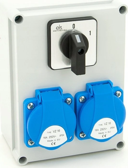 N200-01 Konstrukciniai skirstomieji įrenginiai 2*GS 230V + 0-1 jungiklis, sieninis korpusas, ELS Elektrotechnika, N200-01