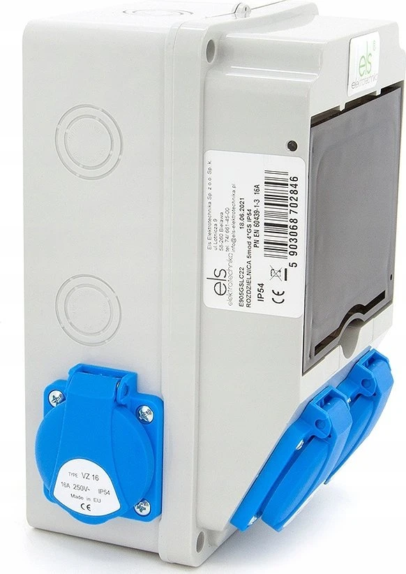 Els Elektrotechnika 6NO21C00F Statybinis skirstomasis skydas, sodas 2*GS 230V + apsaugos + diferencialas, 6NO21C00F