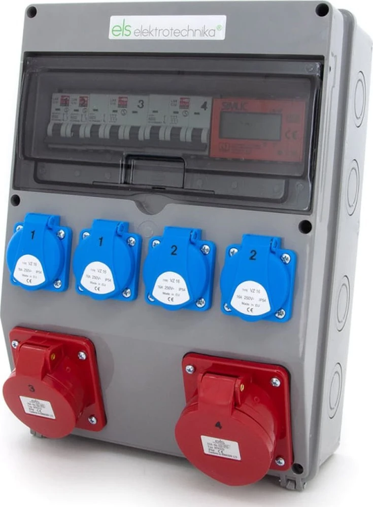 ELS Elektrotechnika Statybinis skirstomasis skydas 32A/5 + 16A/5 + 4*GS 230V + apsaugos + sertifikuotas MID matuoklis, 12NO42C11C11CL