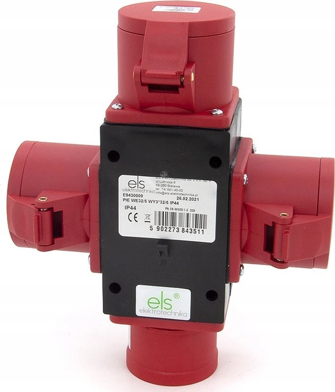 ELS Elektrotechnika Trigubas skirstytuvas / power tee nešiojamas IP44 32A 5P 400V P003W