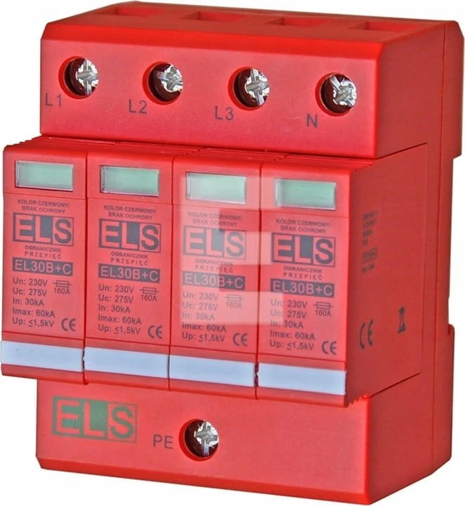 Els Polska ELS Elektrotechnika Viršįtampių iškroviklis B+C 4P 275V 60kA 1.5kV EL30B+C 4P 7.5kA