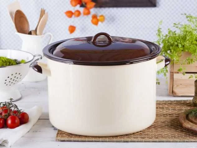 Altom Design Emalia Silesia Rybnik Didelis emaliuotas puodas Silesia Rybnik kremas 16,6 l