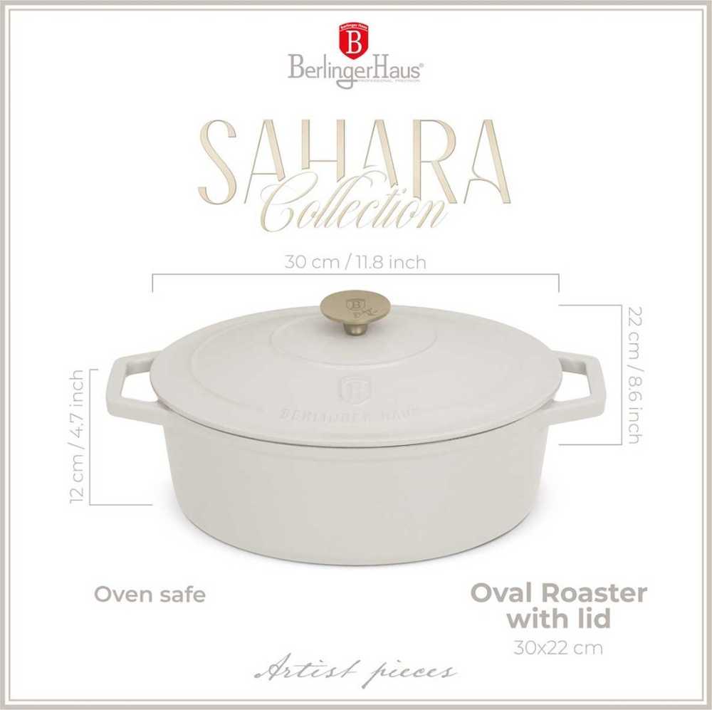 Berlinger Haus Ovalus emaliuotas ketaus troškintuvas BerlingerHaus 4,65L | Sahara Collection BH/6540