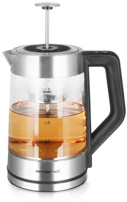 EMO Emerio WK-122730 elektrinis virdulys 1,7 L 2200 W Juoda, Sidabras, Permatomas