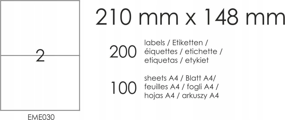 Emerson Lipnios etiketės 210x148mm EMERSON 030 QCT eta4t210x148we baltas 1000 lapų*2vnt.
